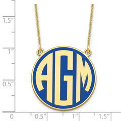 10KY Enameled Block Letter Circle Monogram Necklace