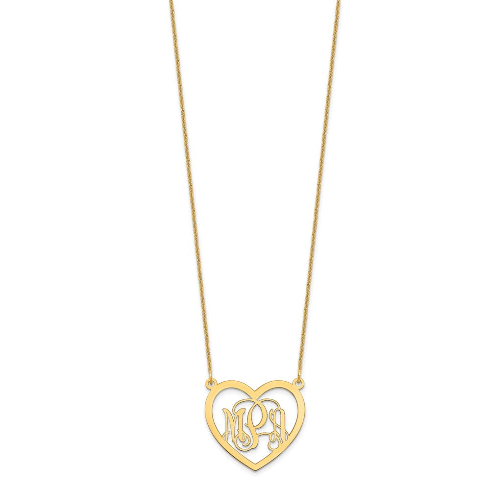 10k Yellow Gold Monogram Heart Necklace