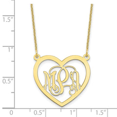 10k Yellow Gold Monogram Heart Necklace