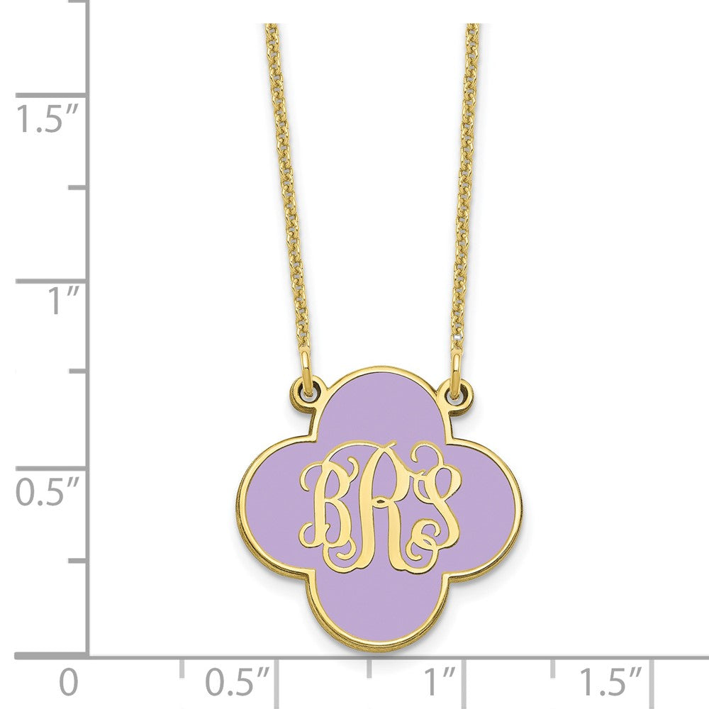 10k Yellow Gold Clover Monogram w/Epoxy Necklace