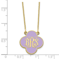 10k Yellow Gold Clover Monogram w/Epoxy Necklace