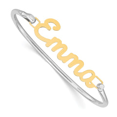 10k Yellow Gold Name Plate on Sterling Silver Bangle
