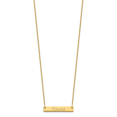 10k Yellow Gold Small EDWARDIAN SCRIPT Bar Necklace