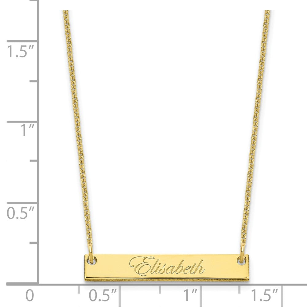 10k Yellow Gold Small EDWARDIAN SCRIPT Bar Necklace