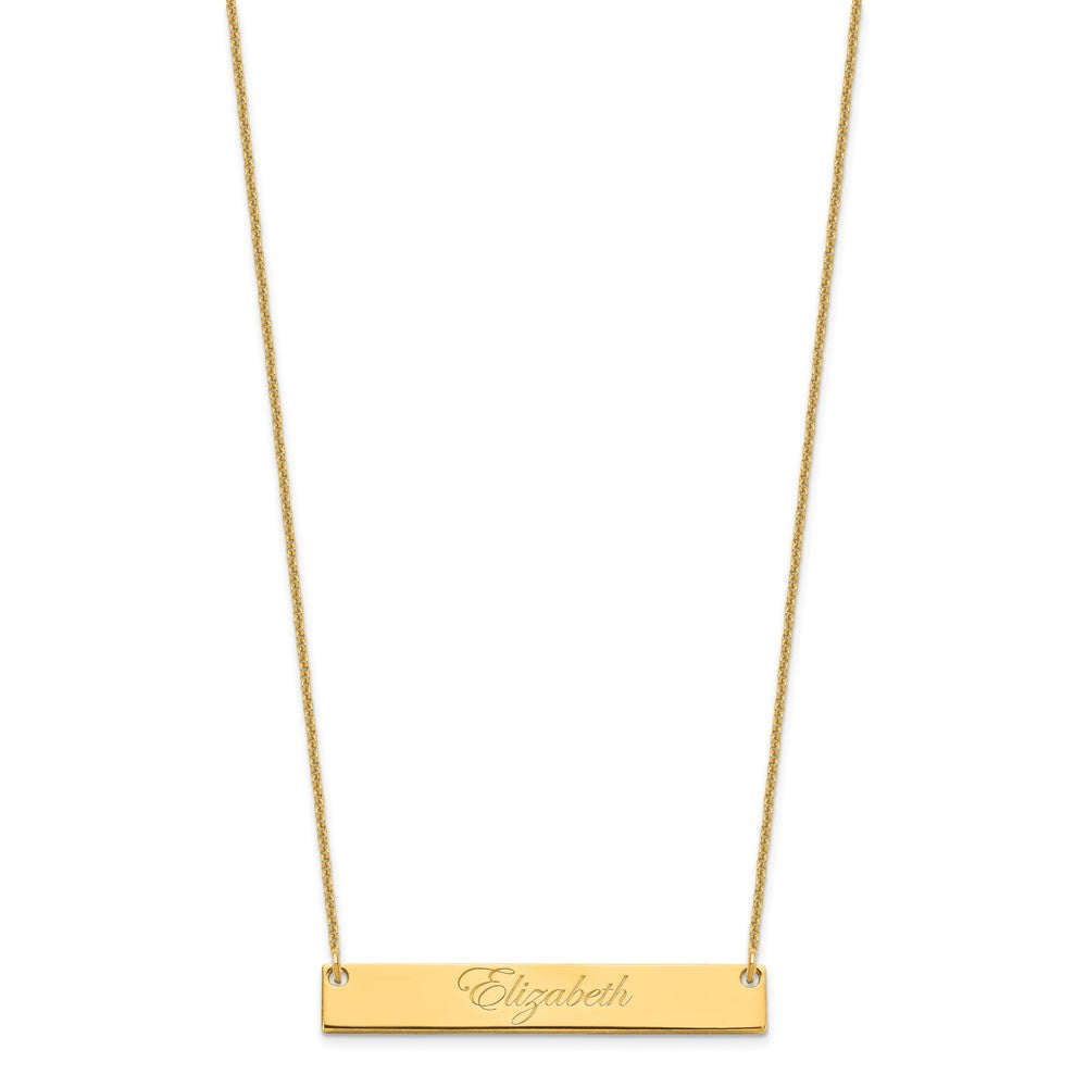 10k Yellow Gold Medium EDWARDIAN SCRIPT Bar Necklace