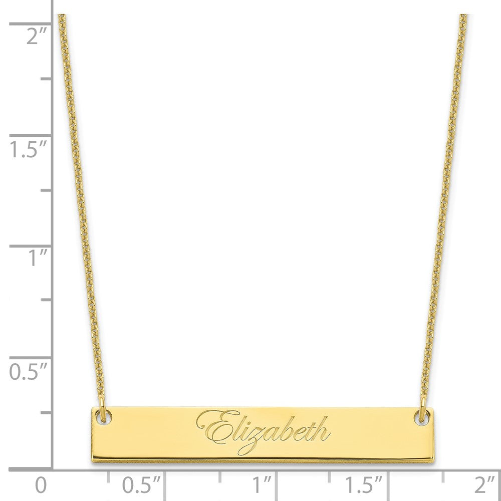 10k Yellow Gold Medium EDWARDIAN SCRIPT Bar Necklace