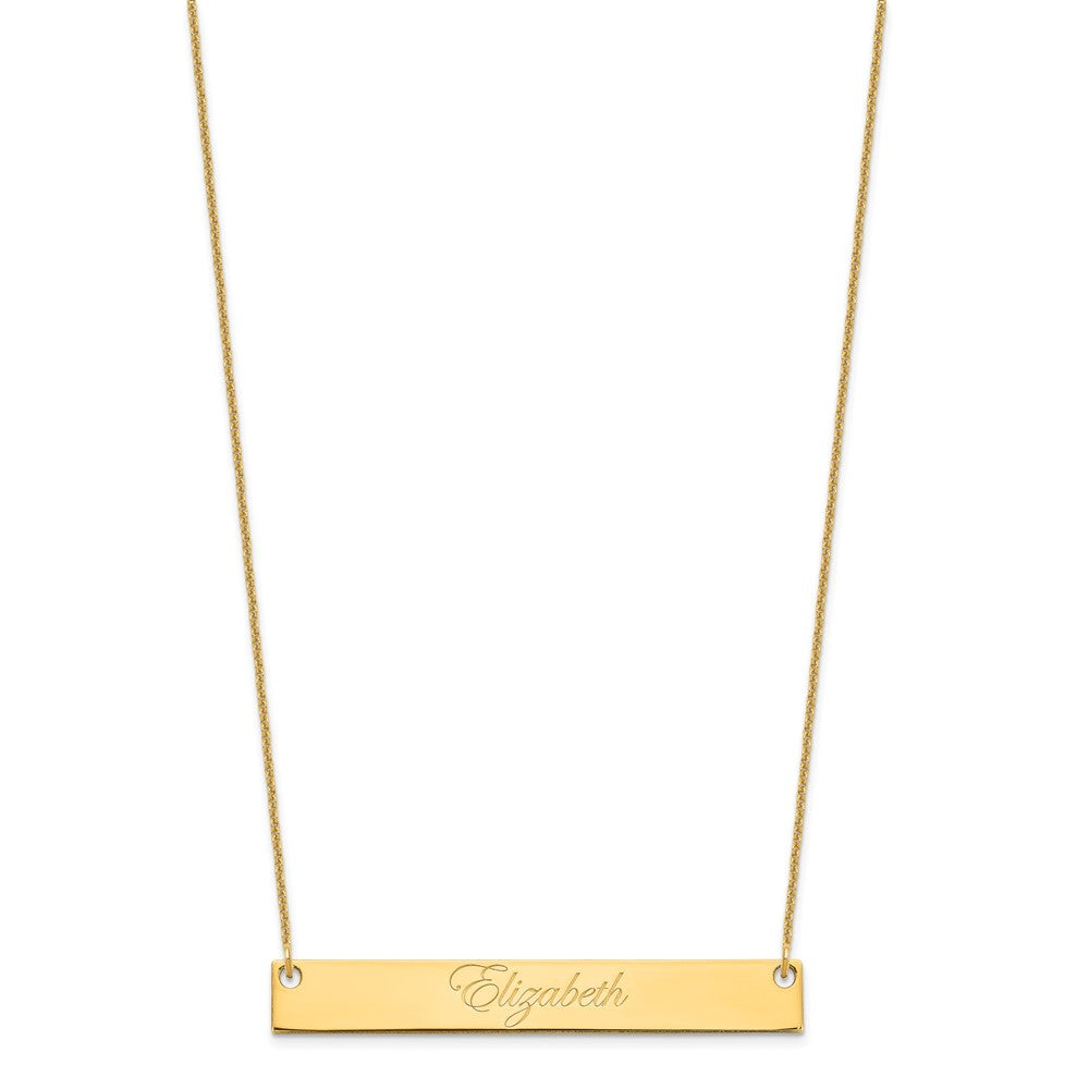 10k Yellow Gold Large EDWAEDIAN SCRIPT Bar Necklace