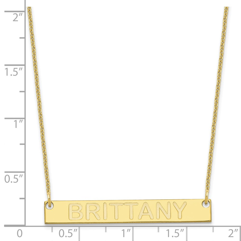 10k Yellow Gold Medium Capitalized ARIAL ROUNDED Bar Necklace