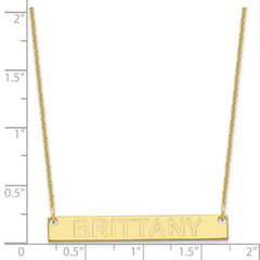 10k Yellow Gold Medium Capitalized ARIAL ROUNDED Bar Necklace