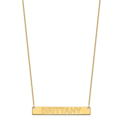 10k Yellow Gold Large Capitalized ARIAL ROUNDED Bar Necklace