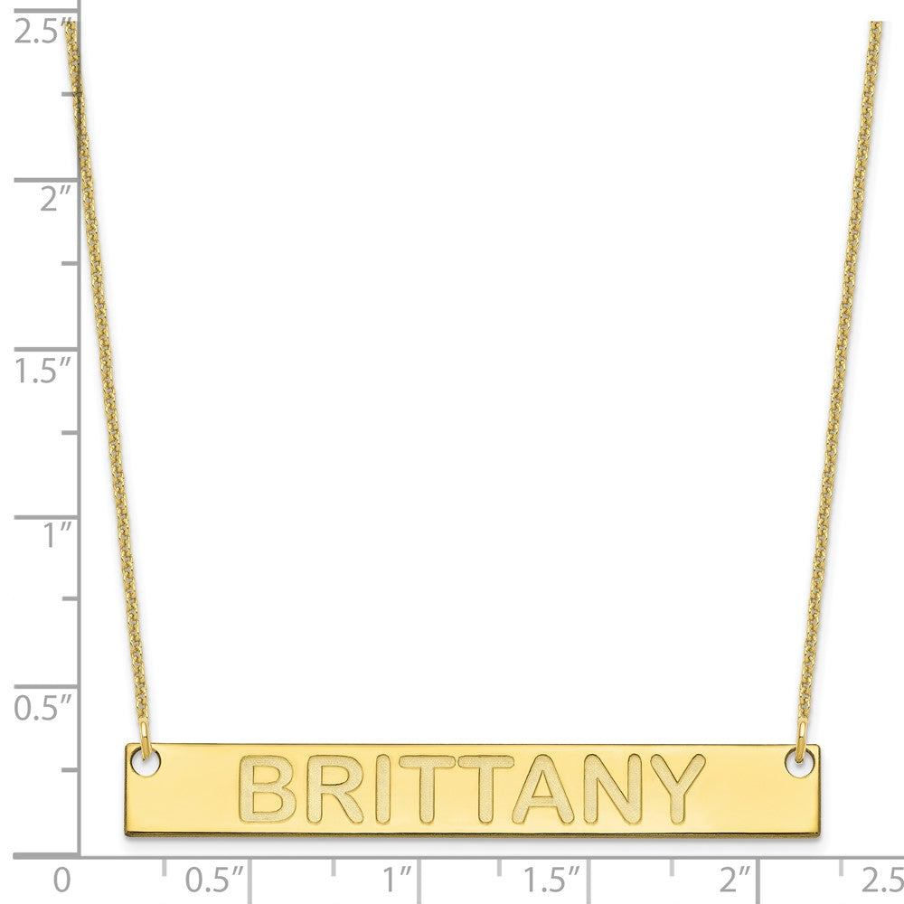 10k Yellow Gold Large Capitalized ARIAL ROUNDED Bar Necklace