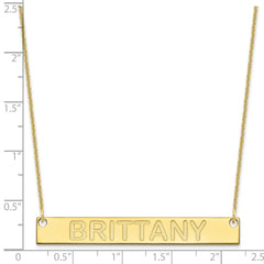 10k Yellow Gold Large Capitalized ARIAL ROUNDED Bar Necklace