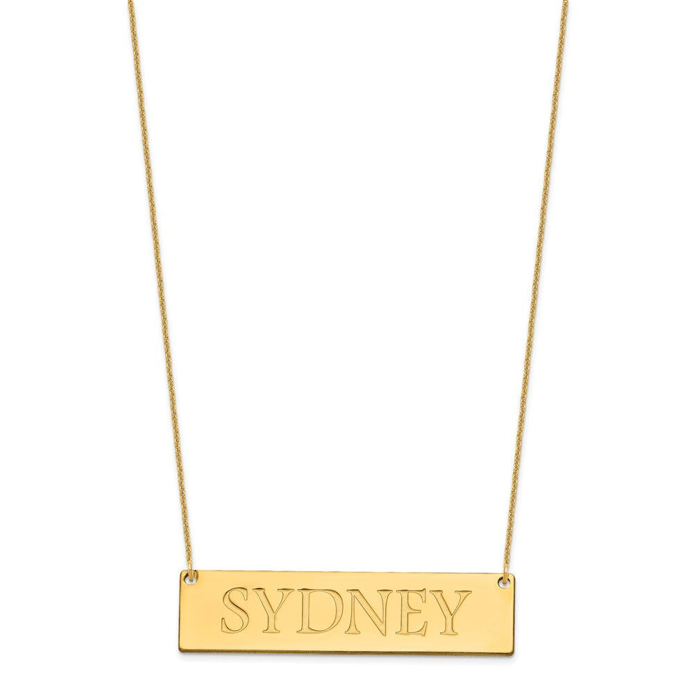 10k Yellow Gold Large Name Bar Necklace