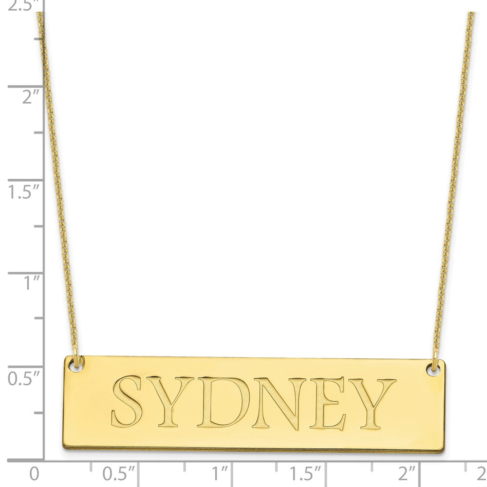 10k Yellow Gold Large Name Bar Necklace