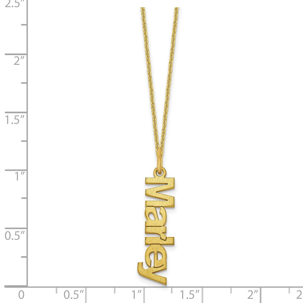 10k Yellow Gold Brushed 1 Name Charm Necklace