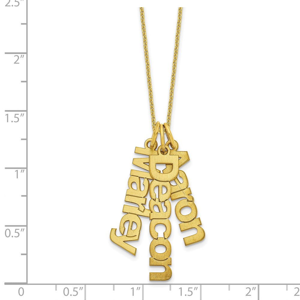 10k Yellow Gold Brushed 3 Name Charm Necklace