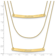 10k Yellow Gold  Brushed 3 Chain 2 Bar Necklace