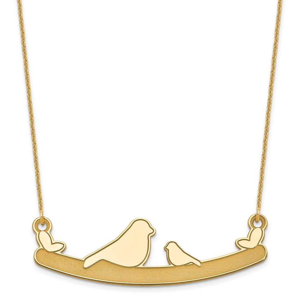 10k Yellow Gold Mom and Baby Bird Necklace