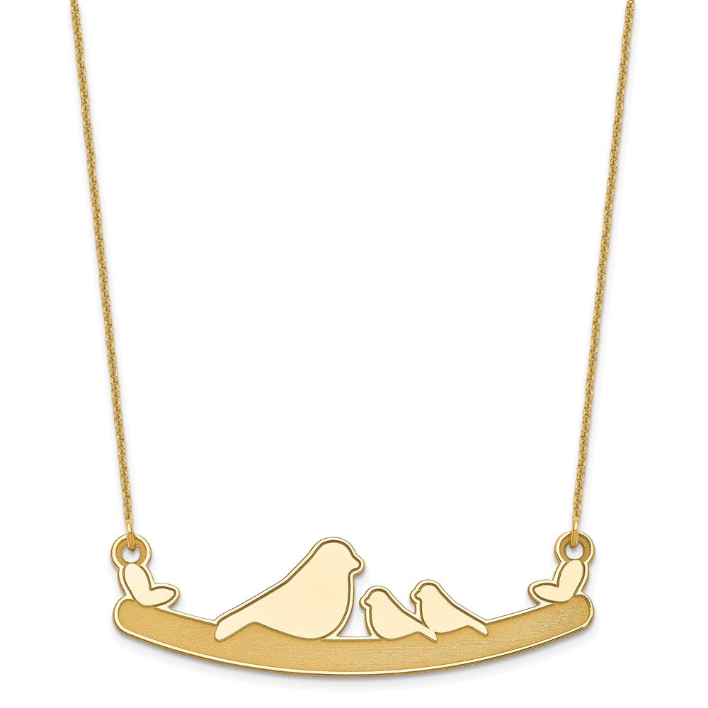 10k Yellow Gold Mom and 2 Baby Birds Necklace