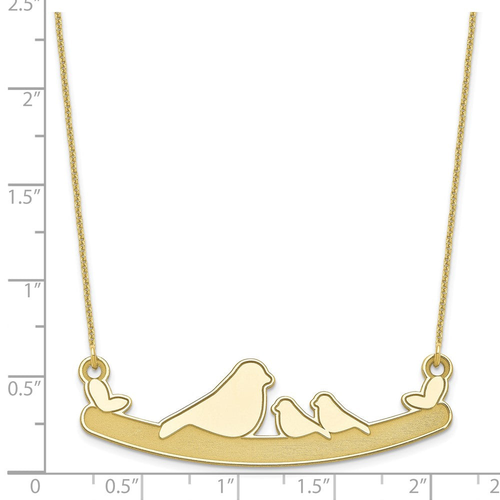 10k Yellow Gold Mom and 2 Baby Birds Necklace