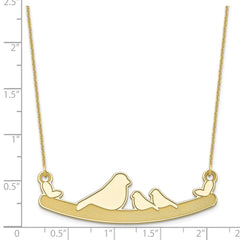 10k Yellow Gold Mom and 2 Baby Birds Necklace