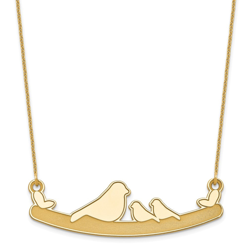 10k Yellow Gold Mom and 2 Baby Birds Necklace