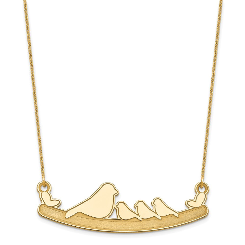10k Yellow Gold Mom and 3 Baby Birds Necklace