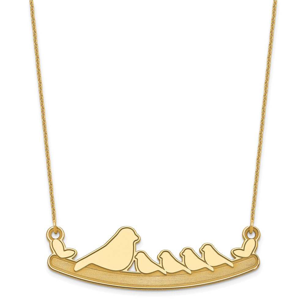 10k Yellow Gold Mom and 4 Baby Birds Necklace