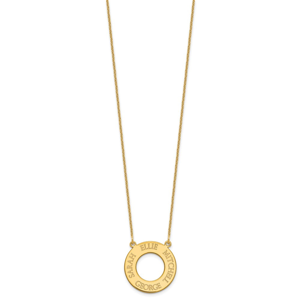 10k Yellow Gold Circle with 4 Name Necklace