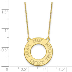 10k Yellow Gold Circle with 4 Name Necklace