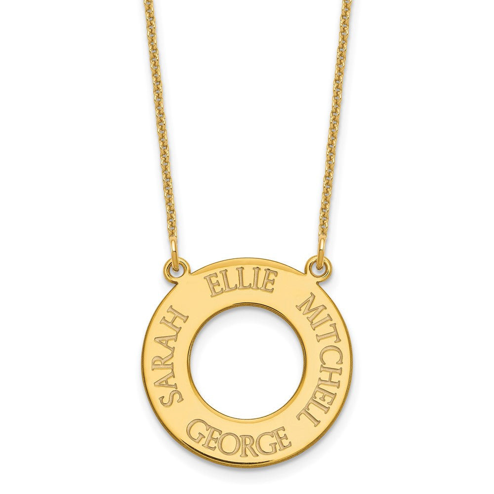 10k Yellow Gold Circle with 4 Name Necklace