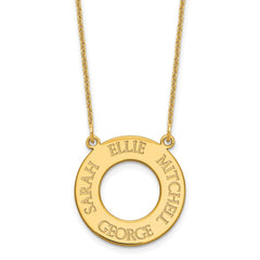 10k Yellow Gold Circle with 4 Name Necklace