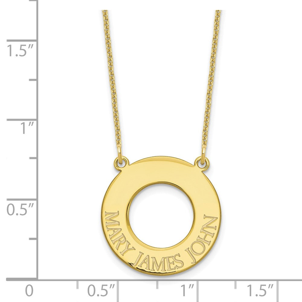 10k Yellow Gold Circle with 3 Name Necklace