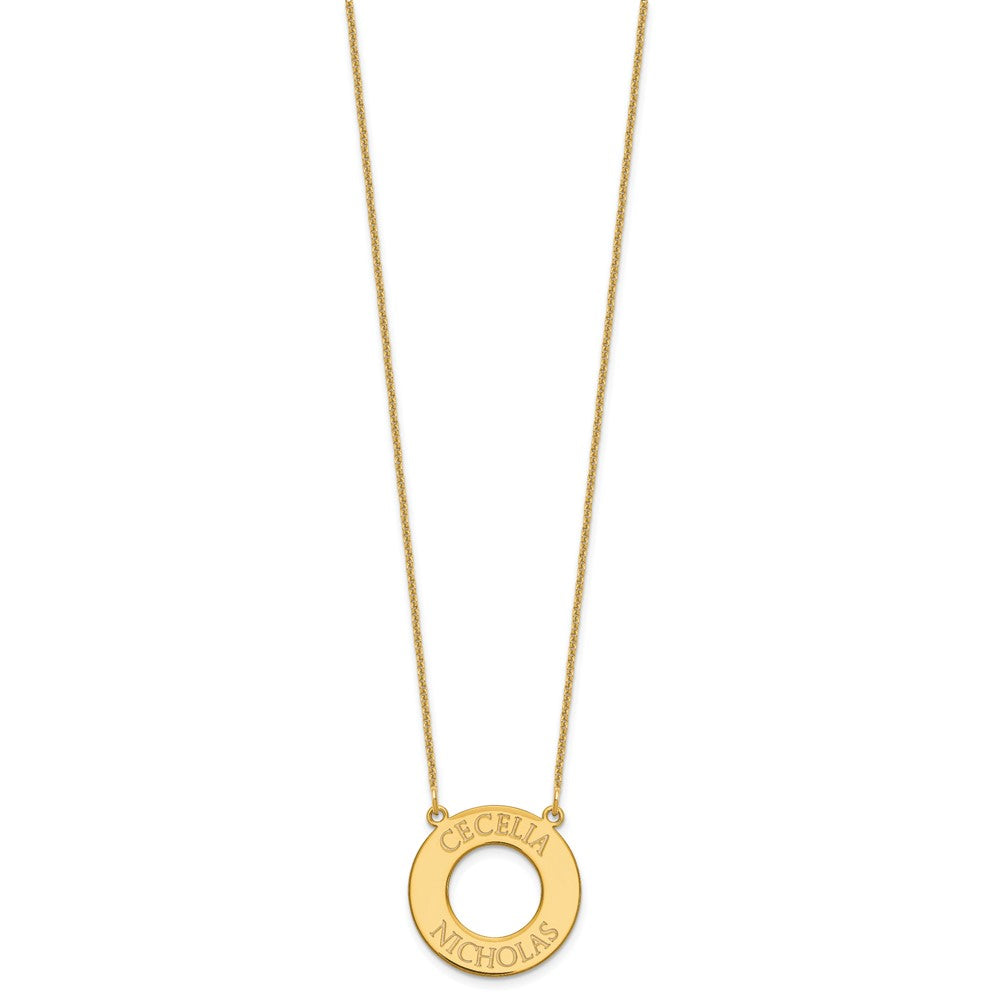 10k Yellow Gold Circle with 2 Name Necklace