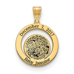 10k Yellow Gold Date and Fingerprint Pendant