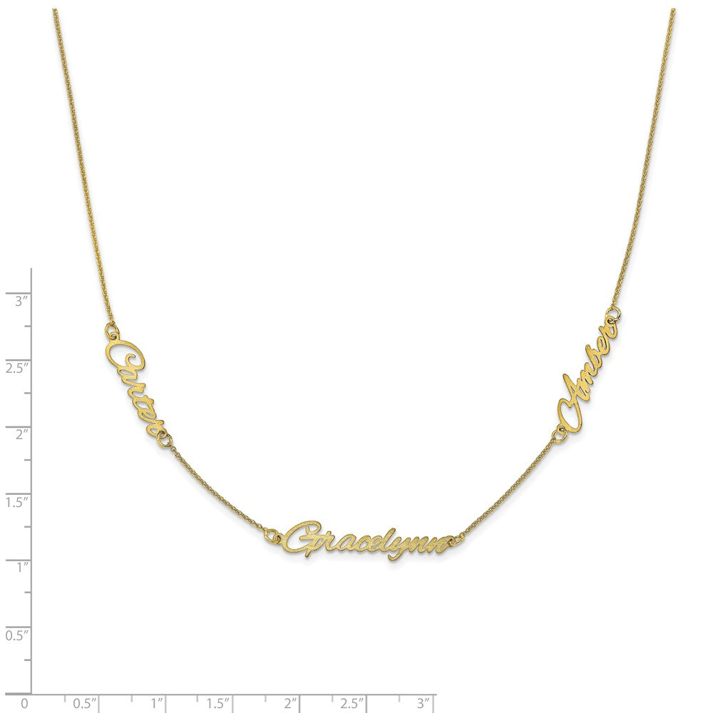 10k Yellow Gold Brushed 3 Name Necklace