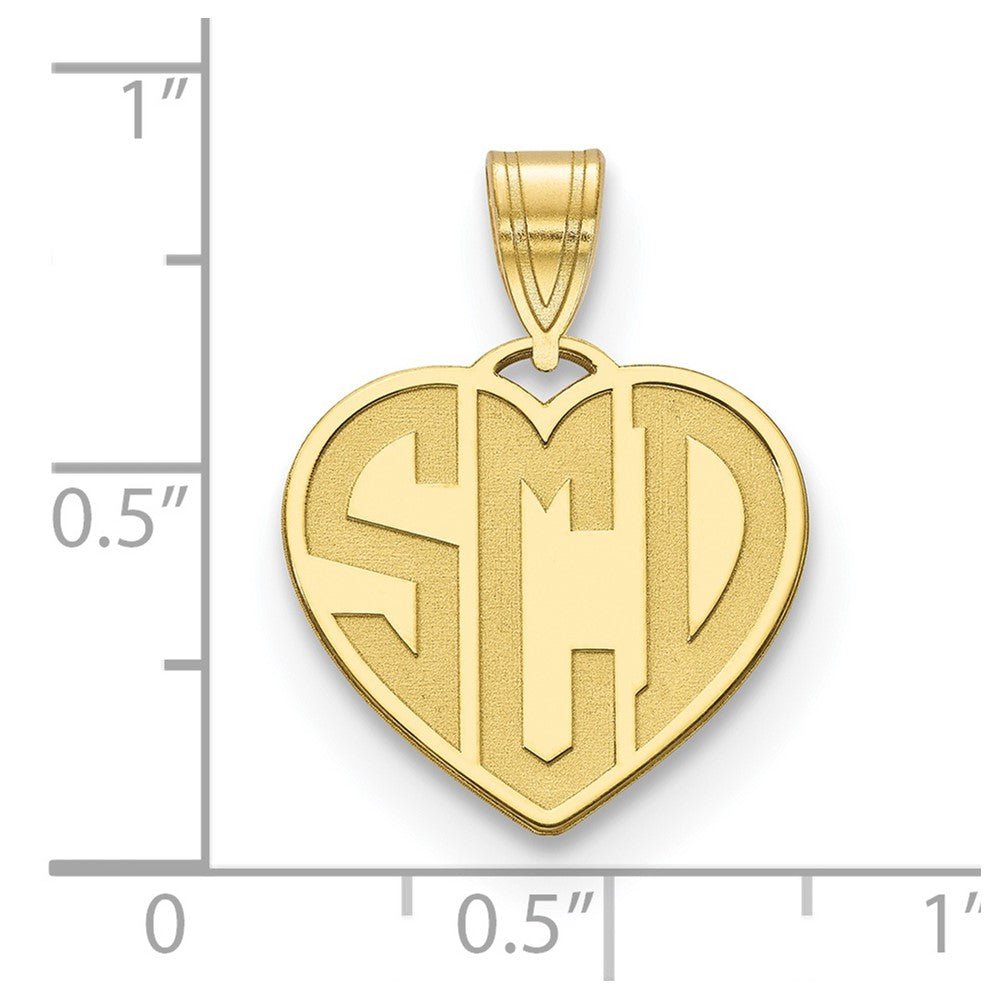 10k Yellow Gold Etched Monogram Heart necklace
