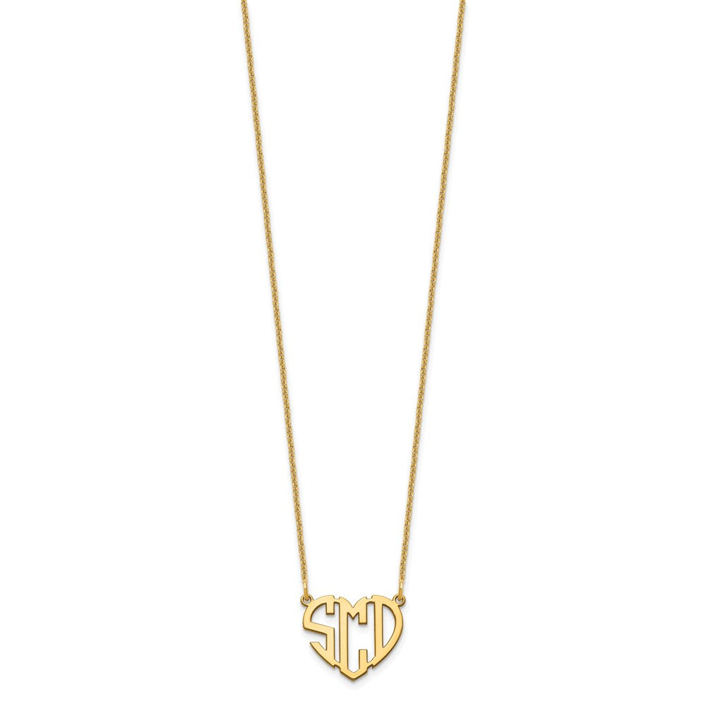 10k Yellow Gold Heart Monogram Necklace