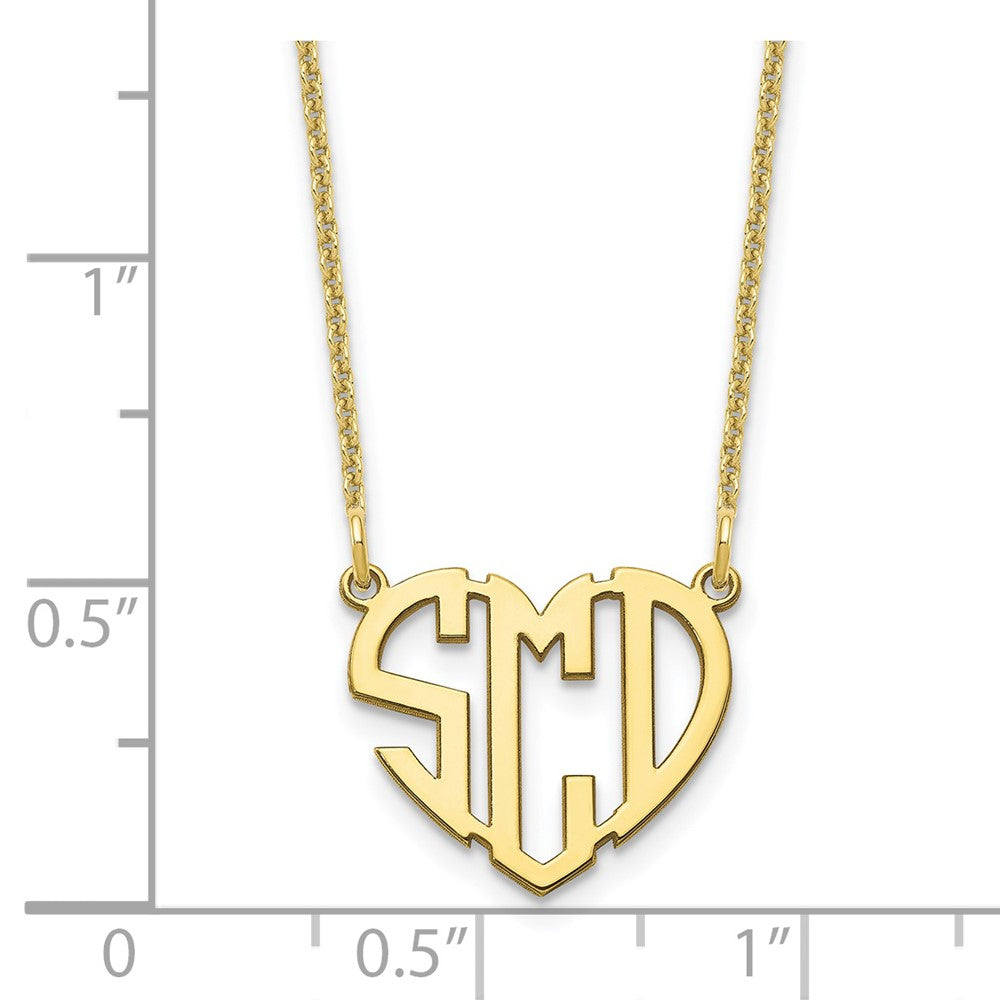 10k Yellow Gold Heart Monogram Necklace