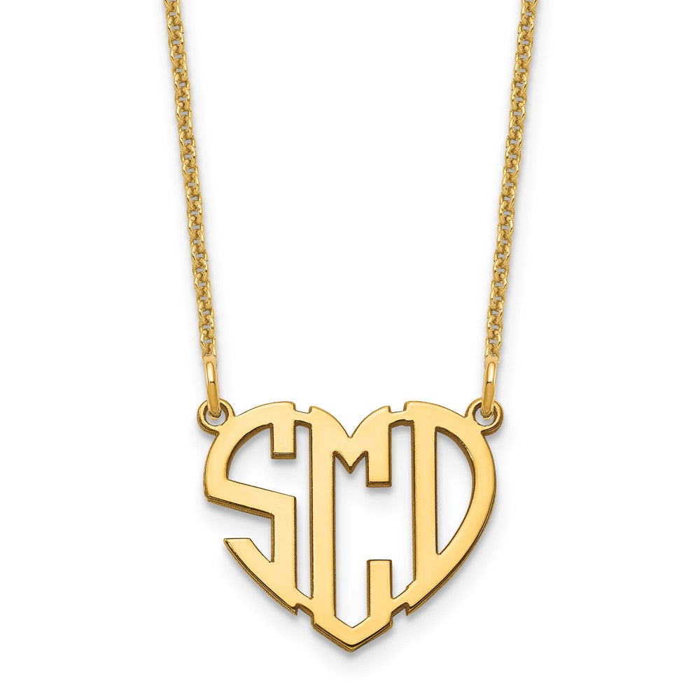 10k Yellow Gold Heart Monogram Necklace