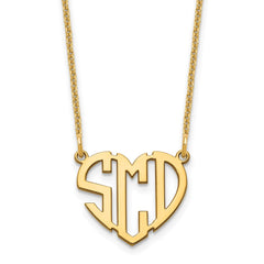 10k Yellow Gold Heart Monogram Necklace