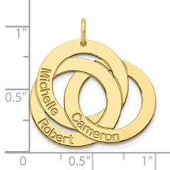 10k Yellow Gold 3 Interlocking Circles with Names Charm