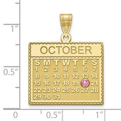 10k YG Calendar w/14k Bezel Birthstone Pendant