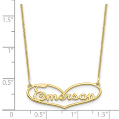 10k Yellow Gold Small Heart and Name Necklace