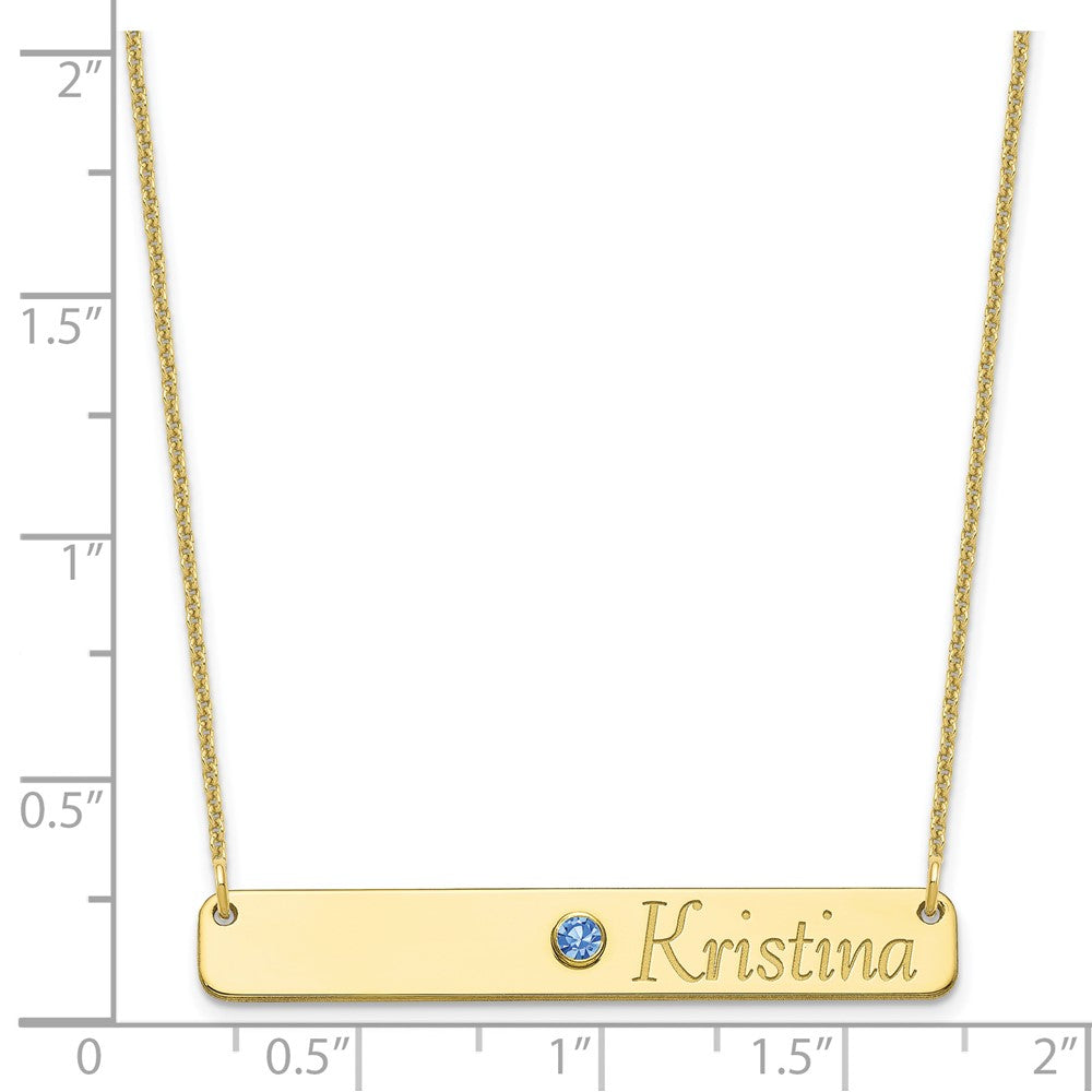 10k Yellow Gold Personalized Bar w/ 14k Bezel Birthstone Necklace