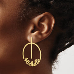 10K Large Circle Name Post Earrings