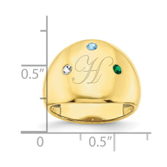 10KY 3 Birthstone Personalized Cigar Ring