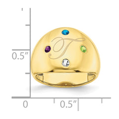 10KY 4 Birthstone Personalized Cigar Ring