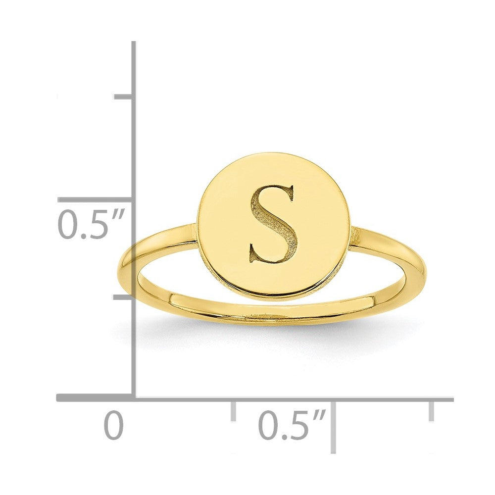 10k  yellow Gold Round Initial Ring