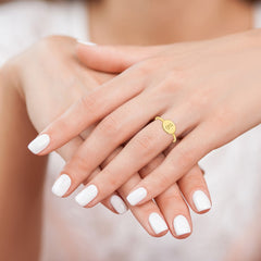 10k Yellow Gold Oval Initial Ring